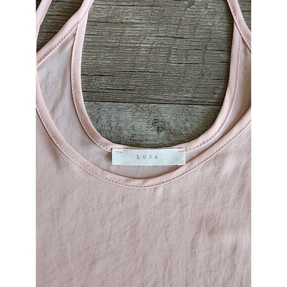LUSH Pink Scoop Neck Tank Top Cami Blouse Women's Size M Spaghetti Strap - Picture 2 of 5